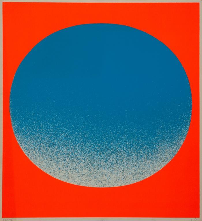 BLAUER KREIS AUF LEUCHTROT-ORANGE 1967 / VARIATION RUNDE FARBE  I, III, IV, V