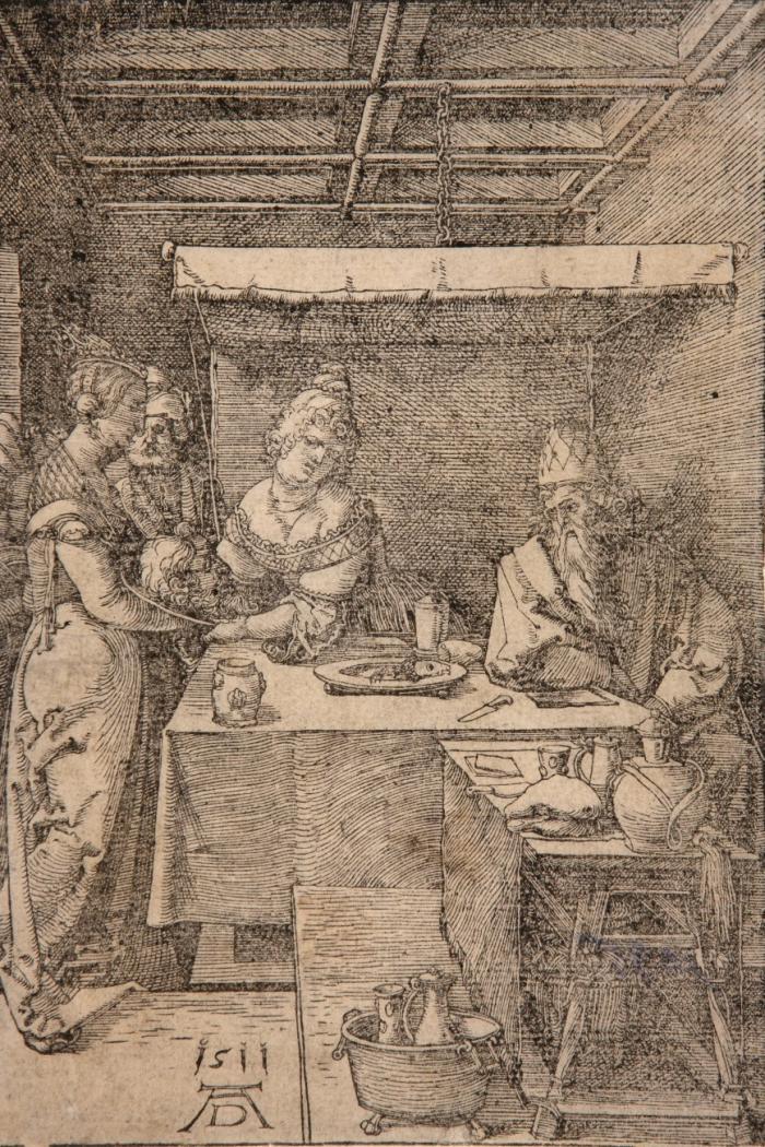 Die Herodias empfängt das Haupt des Johannes.