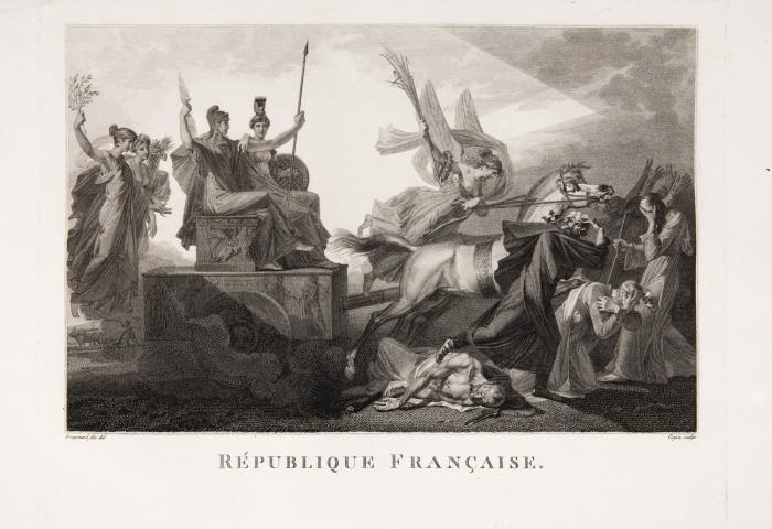 Tableaux (historiques) de la Révolution Françoise ou Collection de quarante-huit gravures représentant les événements principaux qui ont lieu en France depuis la transformation des états-généraux en assemblée nationale, le 20 juin 1789. Bde (jusqu'a 18 Brumaire An VIII). I - III (= Lief. 1-72) in 5 Bdn.
