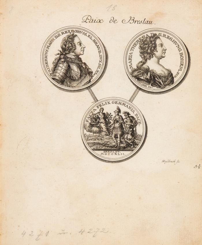 Recueil de medailles, pour servir à la histoire de Fréderic le Grand dédié à son Altesse Royale Monseigneur le Prince de Prusse  par les très humbles et très obeissans serviteurs (Fromery)  à Berlin le 25. Septembre 1764.