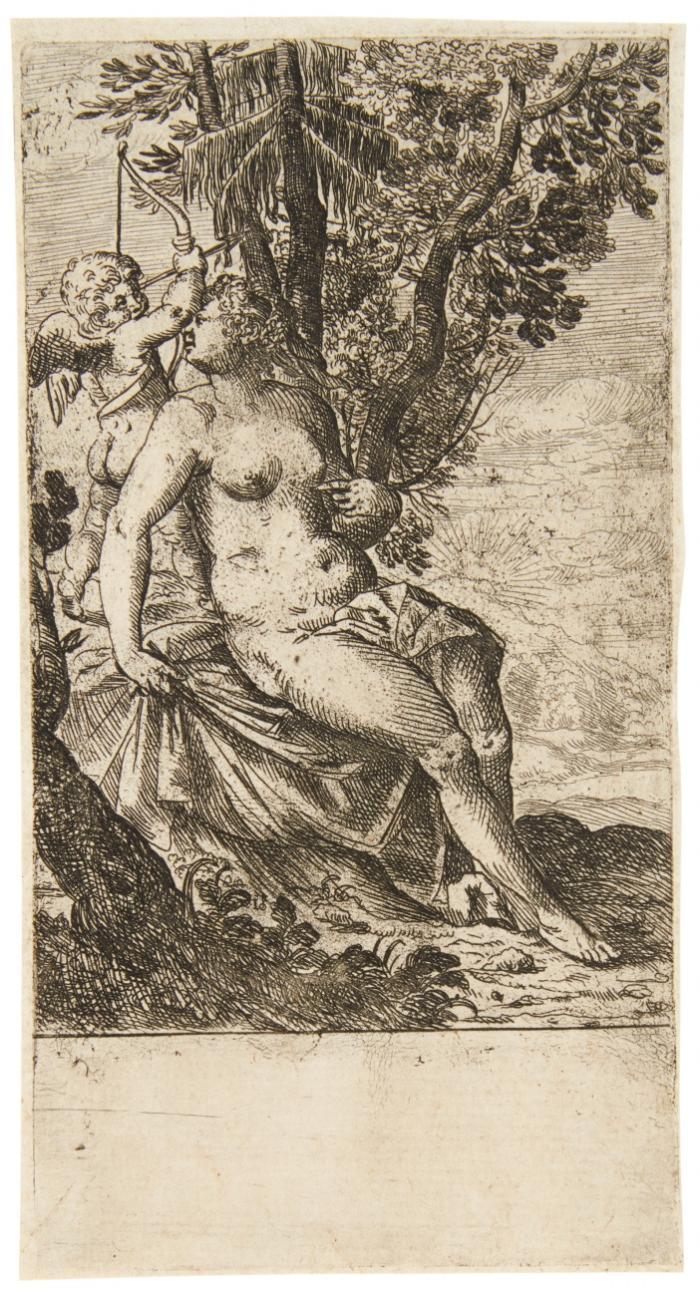 Venus, Amor beim Spannen des Bogens beobachtend.