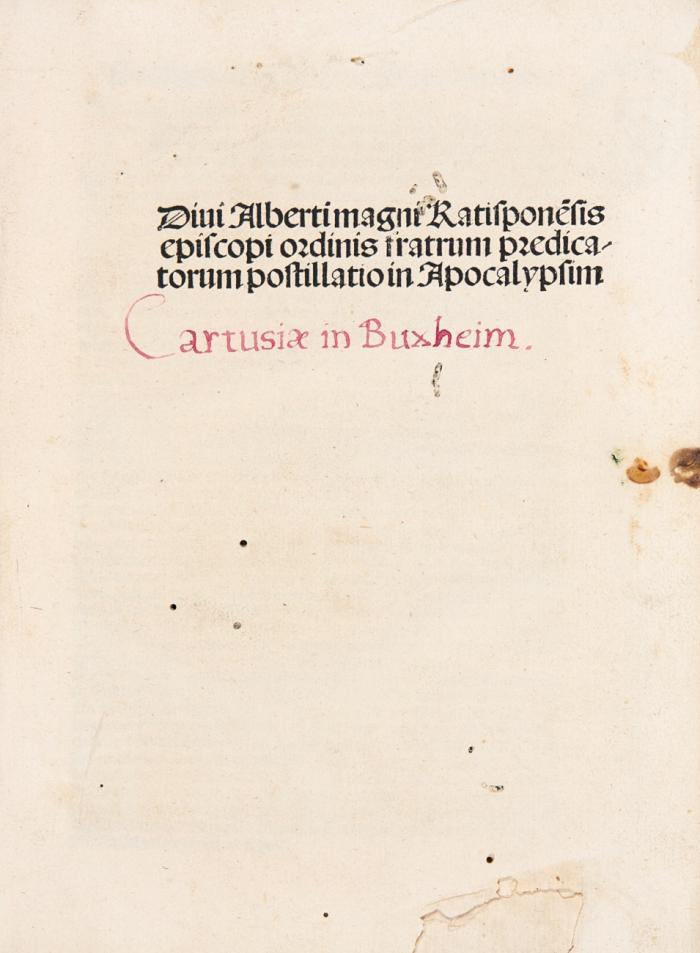 Postillatio in Apocalypsim. (Ed. Bernardo de Lutzenburgo].
