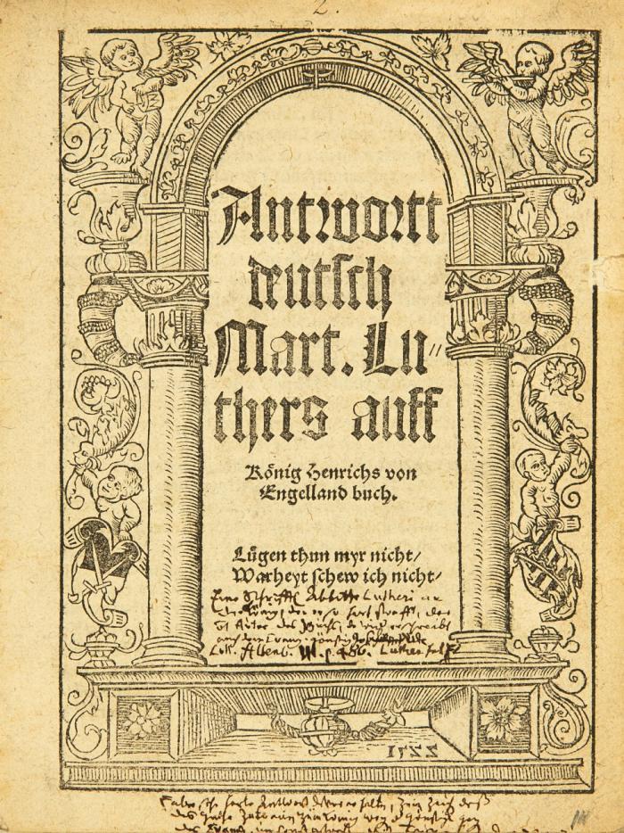 Antwortt deutsch Mart. Luthers auff König Heinrichs von Engelland buch.