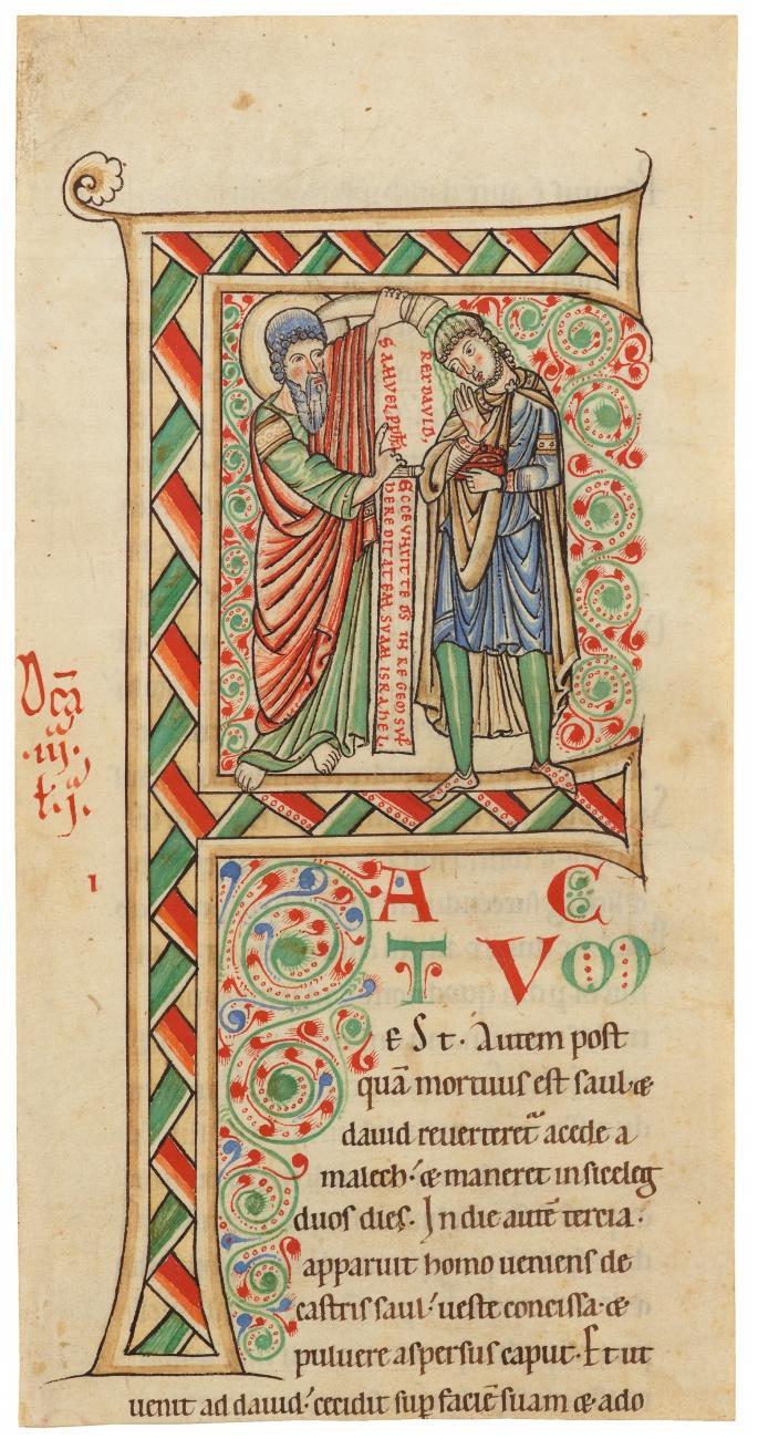 Salbung Davids durch Samuel. - Historisierte Initiale 