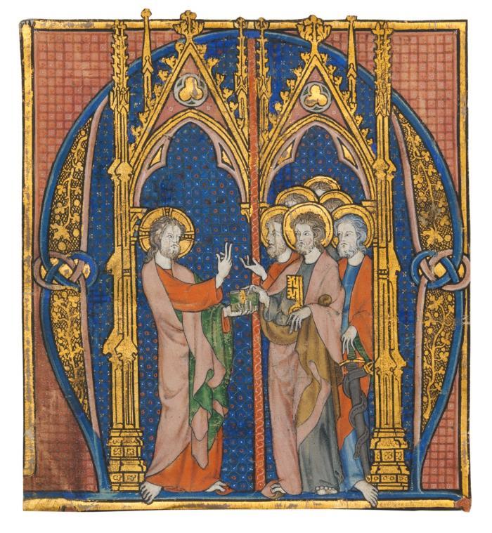 Christus entsendet die Apostel. - Historisierte Initiale 
