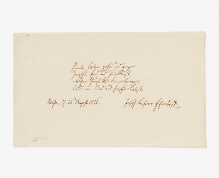 E. Gedicht m. U. auf Stammbuchblatt;
