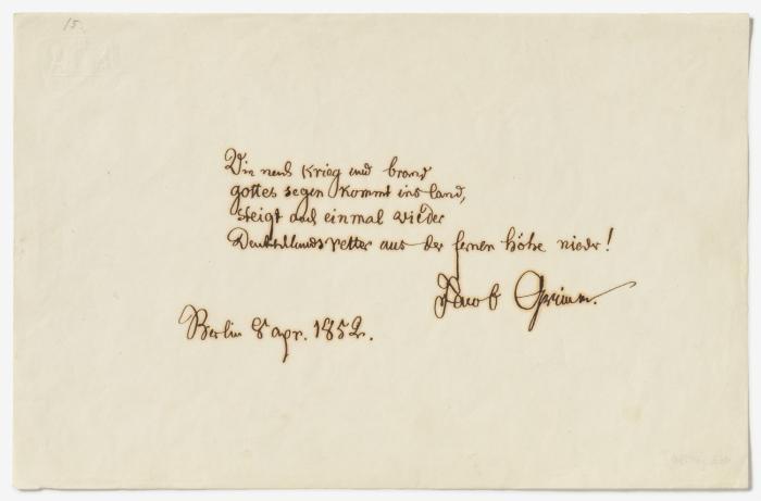 E. Gedicht m. U. auf Stammbuchblatt;
