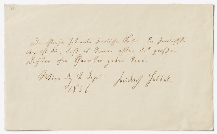 E. Aphorismus m. U. auf Stammbuchblatt;