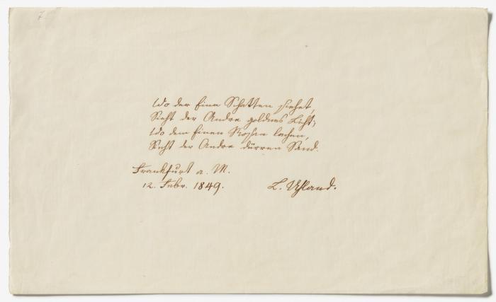 E. Gedicht m. U. auf Stammbuchblatt;