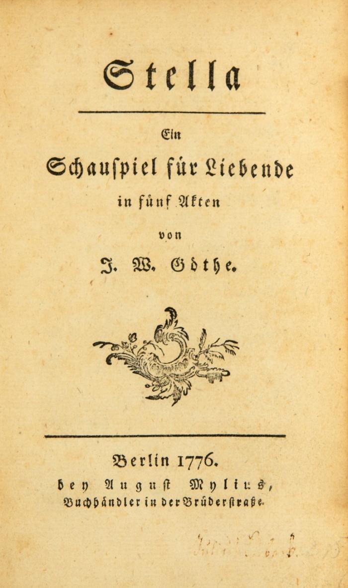 Stella. Ein Schauspiel für Liebende in fünf Akten.