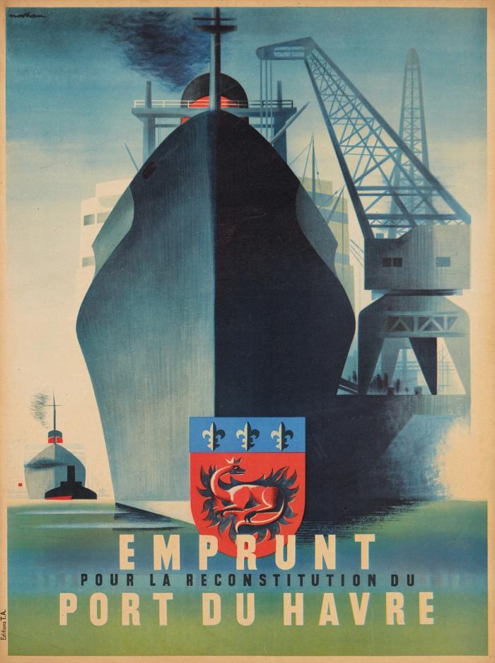 J. Nathan. Port du Havre. Farblithographie. 1946. Plakat.