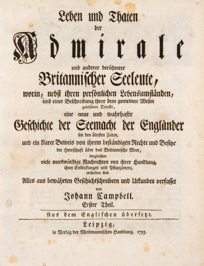 Leben und Thaten der Admirale und anderer berühmter Britannischer Seeleute... 2 Bde.