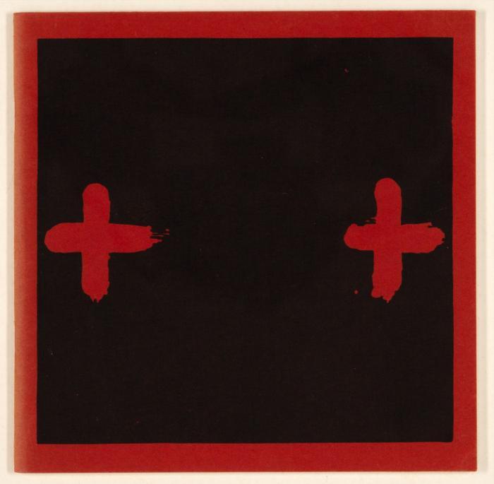2 signierte Kataloge. Aus der Sammlung van der Grinten. Kleve 1961 - 63. 20 x 20 cm. Illustr. OrUmschl.  
1.) Zeichnungen. Aquarelle. Oelbilder. Plastische Bilder. Städtisches Museum Haus Koekkoek Kleve. 8 Oktober bis 5 November 1961. Mit 12 ganzseit. Abb. 24 Bll. / 2.) Fluxus. Stallausstellung im Hause van der Grinten. 26 Oktober bis 24 November 1963. Mit 24 ganzseit. Abb. 37 Bll.
