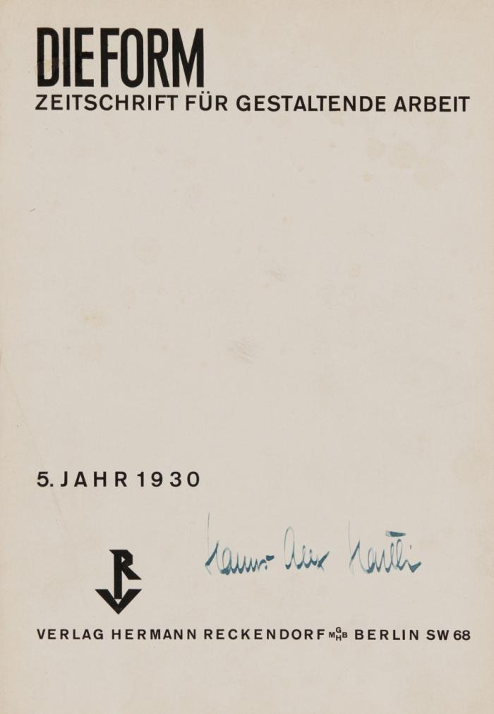 Zeitschrift für gestaltende Arbeit. Hrsg. von Walter Riezler. Jge. 5-7. in 3 Bdn.