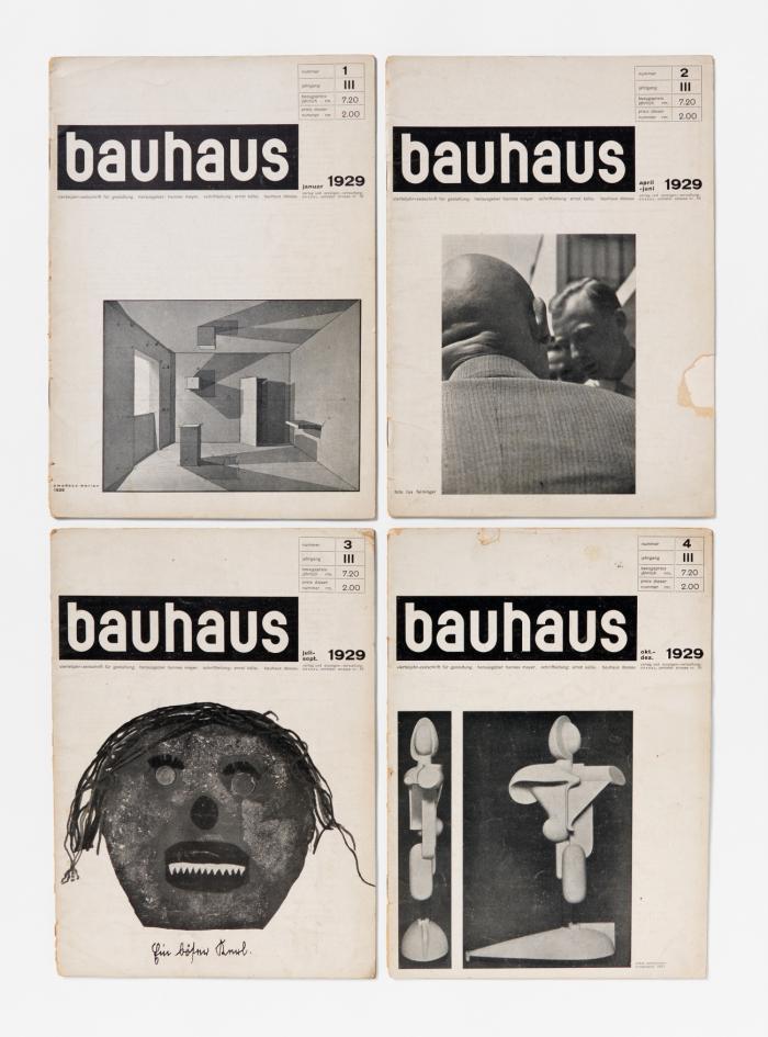 bauhaus. vierteljahr-zeitschrift für gestaltung. Jg. III, 1929,  Nr. 1-4. Herausgeber: Hannes Meyer, Schriftleitung: Ernst Kállal. 4 Hefte.