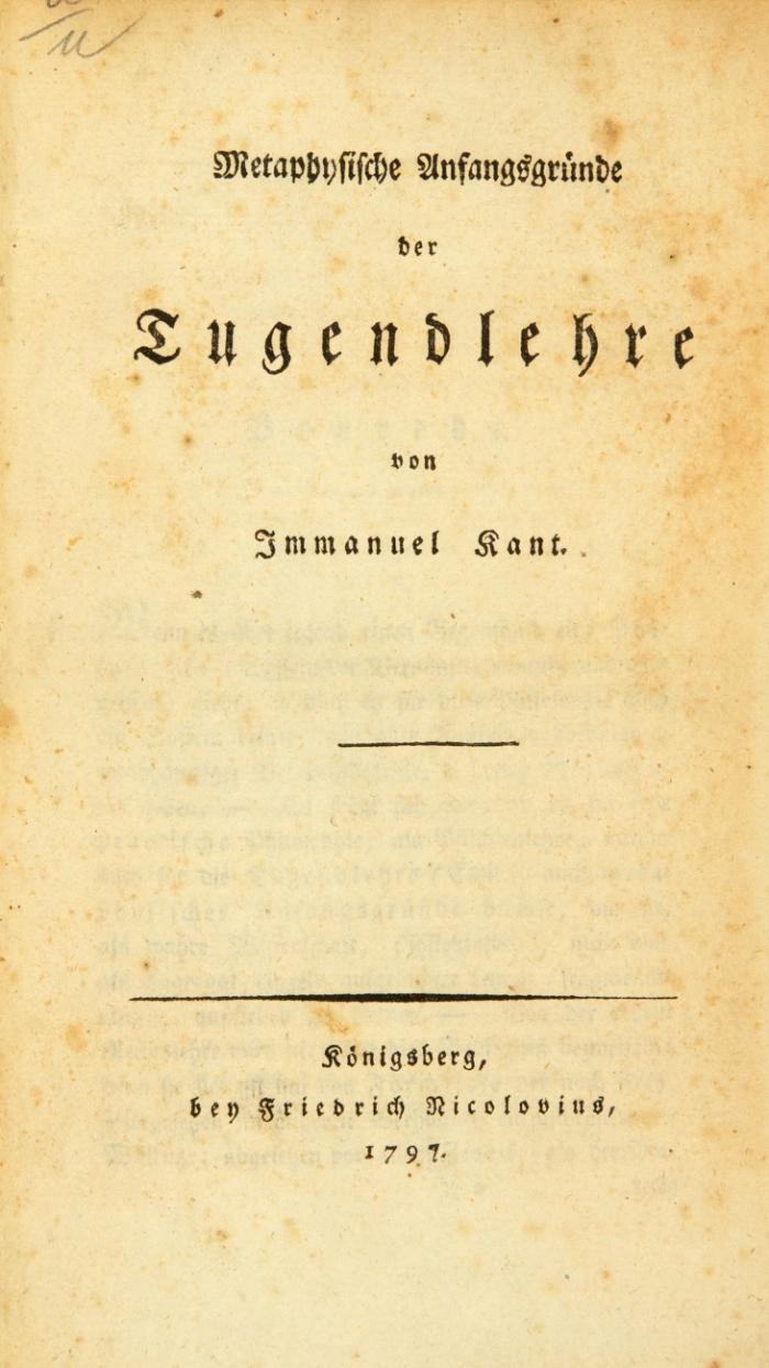 Metaphysische Anfangsgründe der Tugendlehre.