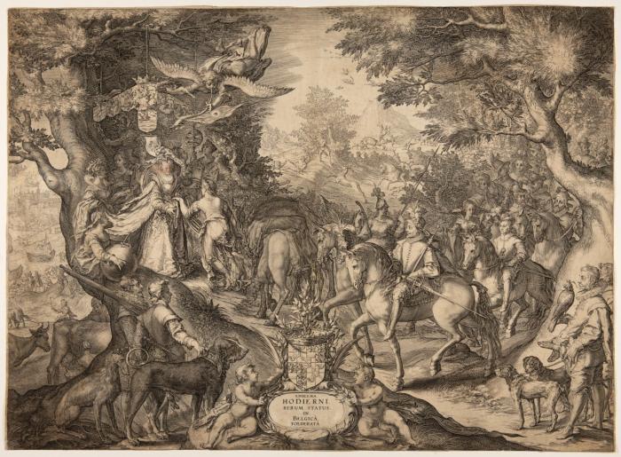 J. Saenredam. Emblema Hodierni. Radierung bei Alardij 1602. Bartsch III, 222,10.
