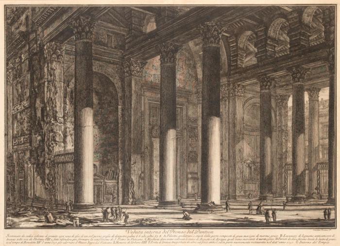 Veduta interna del Pronao del Panteon (Pantheon: Inneres des Portikus).