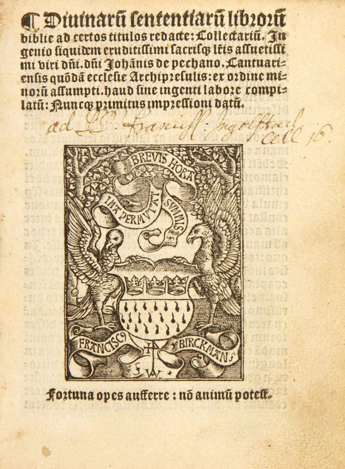 Diuinaru[m] sententiaru[m] libroru[m] biblie ad certos titulos redacte: collectariu[m].