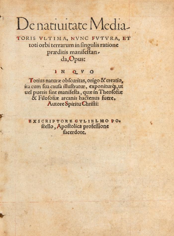 De natiuitate mediatoris ultima, nunc futura, et toti orbi terrarum in singulis ratione praeditis manifestanda, Opus.