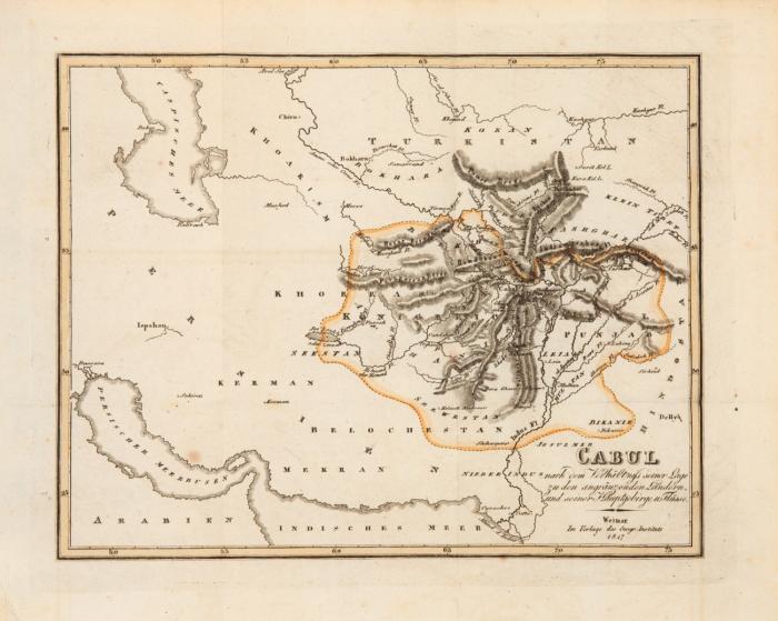 Geschichte der englischen Gesandtschaft an den Hof von Kabul, im Jahre 1808, ... von Mountstuart Elphinstone, ehemaligem Gesandten an den König von Kabul. Aus dem Englischen übersetzt, und mit Anmerkungen begleitet von Friedrich Rühs. 2 Bde.