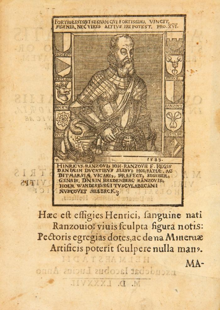 Chronicon. Quo opere ... inprimis ... res germanicae illustrantur ... e bibliotheca ... Henrici Ranzovii (= Genealogica Ranzoviana primum publicata anno domini MDLXXXV [v. Reinhard Reineck]. 2 Tle. in 1.