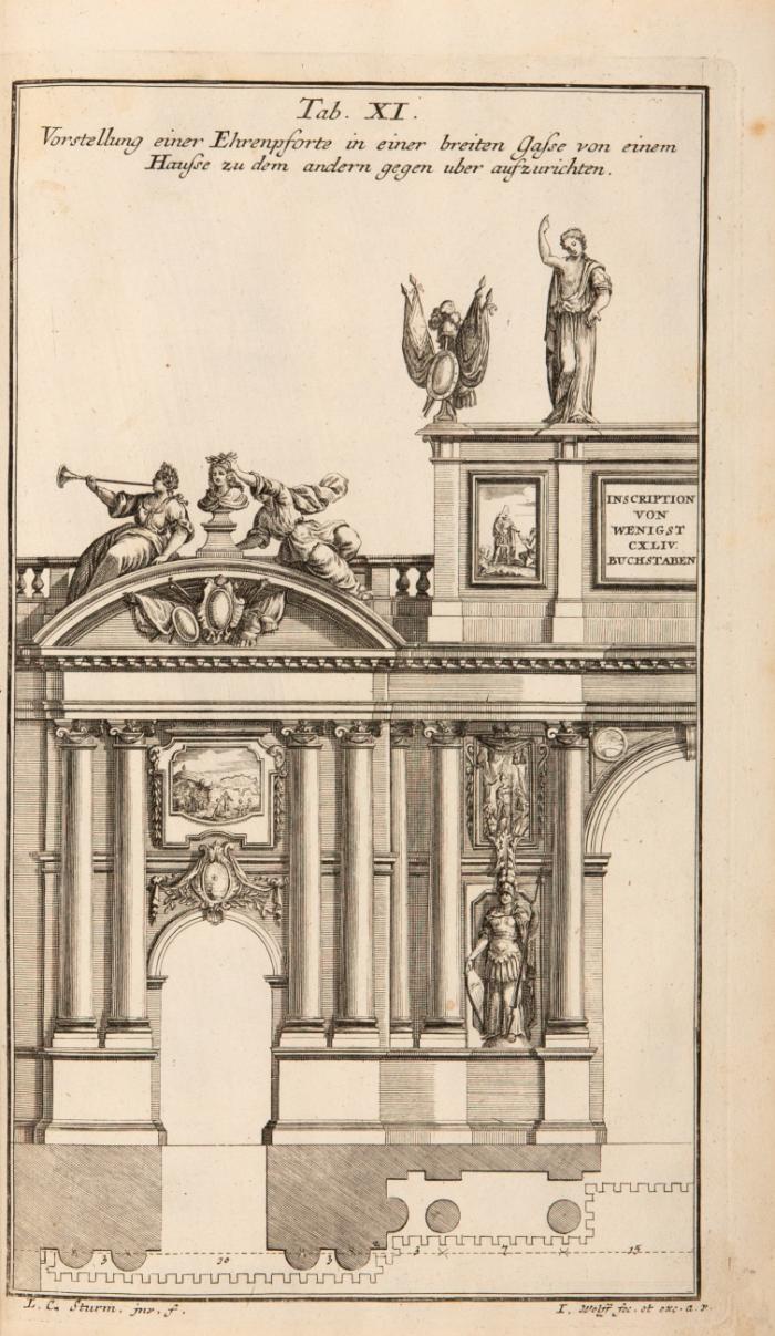 Sammelband mit 6 von 16 Tlen aus: Der auserleßneste und Nach den Regeln der antiquen Bau-Kunst sowohl, als nach dem heutigen Gusto verneuerte Goldmann...