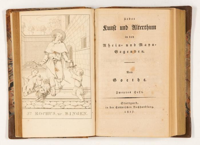 Ueber Kunst und Altertum (Bd. I mit dem Hefttitel: ... in den Rhein und Mayn Gegenden). Von Goethe. (Das letzte Heft: Aus seinem Nachlaß hrsg. durch die Weimarischen Kunstfreunde). Erster Band, erstes Heft - Drittes Heft des sechsten und letzten Bandes. Zusammen 18 Hefte in 6 Bden.