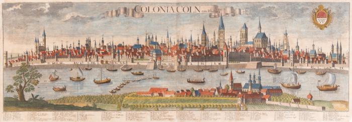 Köln. Colonia Cöln am Rhein. Große Panoramaansicht in Kupferstich von Probst nach Werner. Augsburg 1740-50.