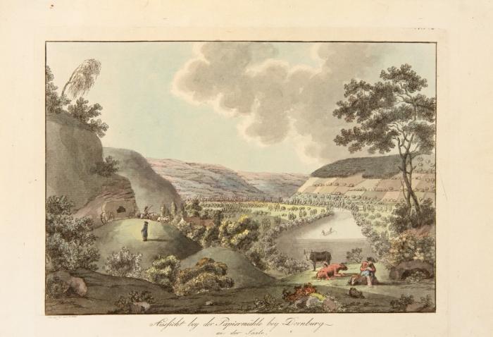 Dornburg; Saaletal. Aussicht bey der Papiermühle bey Dornburg an der Saale
