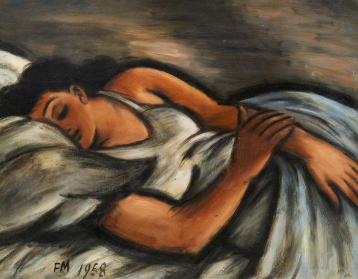 DORMEUSE AUX BRAS NUS
