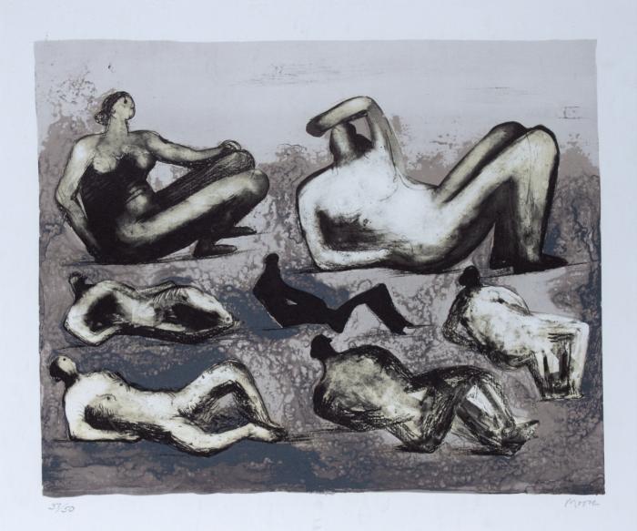 SEVEN RECLINING FIGURES