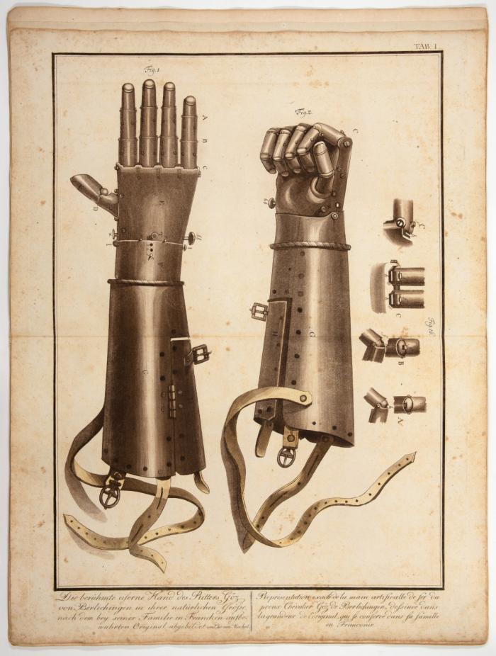 Die eiserne Hand des Götz von Berlichingen sowohl  von Aussen als von Innen dargestellt, nebst der Erklärung ihres ... sehr merkwürdigen Mechanismus; ferner einer kurzen Lebensgeschichte des Ritters, besonders in Bezug auf die Hand.