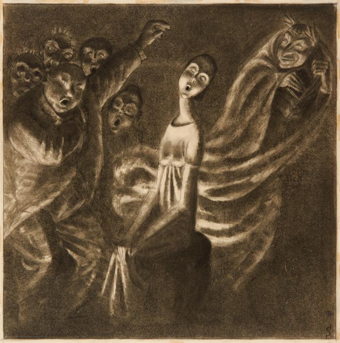 Erich Schilling. Spiritistischer Zwischenfall. 1925. Bleistift, monogrammiert.