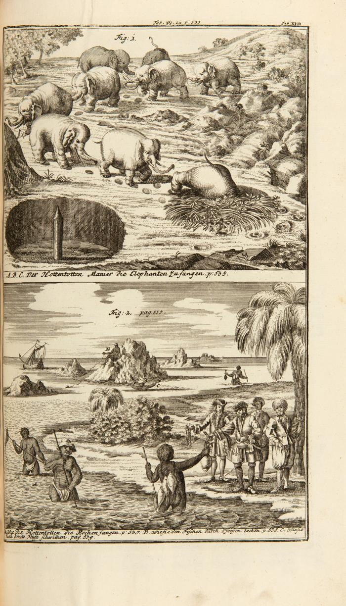Caput Bonae Spei Hodiernum. Das ist: Vollständige Beschreibung des Africanischen Vorgebürges der Guten Hofnung ... wie nicht weniger was die eigenen Einwohner die Hottentotten, vor seltsame Sitten und Gebräuche haben: Und endlich alles, was die Europaeischen daselbst gestifteten Colonien anbetrift. 3 Tle. in 1 Bd.