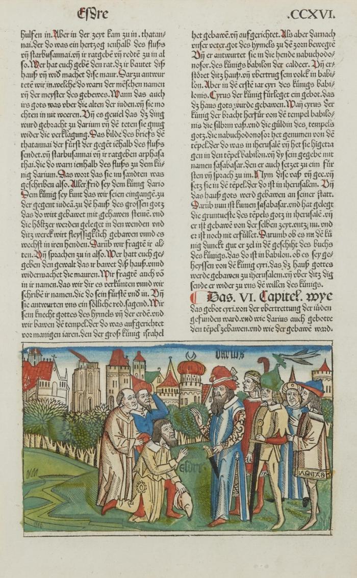 Köln.- Ansicht von Köln aus der 9. dt. Bibel. 1483. Kolor. Holzschnitt.