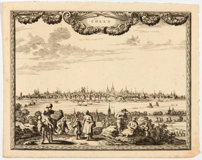 Köln/ Cölln. Gesamtansicht von Deutz aus, Kupferstich von Visscher.