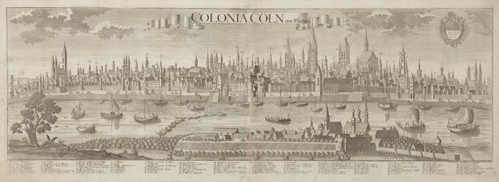Köln.- Gesamtansicht von Probst nach Werner. Augsburg um 1750. Kupferstich.