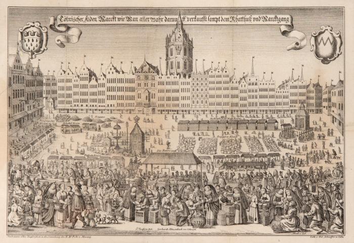Köln. - Alter Markt. Lithographie v. Schieffer nach Toussyn. Um 1860.