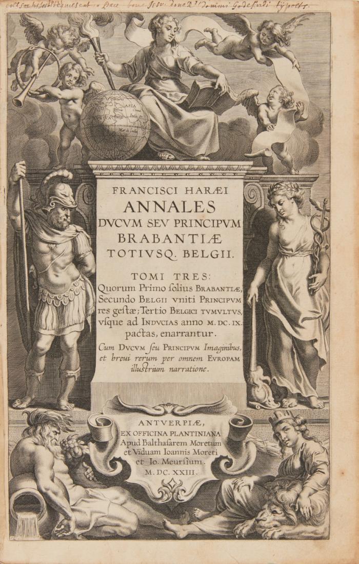 Annales ducum seu principum Brabantiae totiusque Belgii. Tomi tres: quorum primo solius Brabantiae, secundo Belgii uniti principum res gestae, tertio Belgici tumultus usque ad inducias anno M.DC.IX. pactas, enarrantur. 3 Bde. in 2.