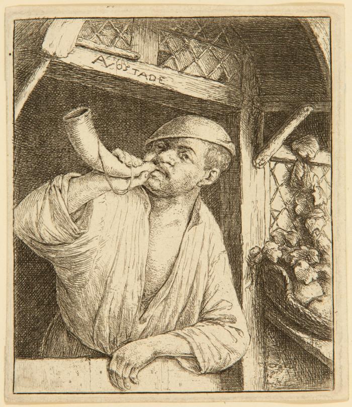 Der Bäcker, der das Horn bläst.