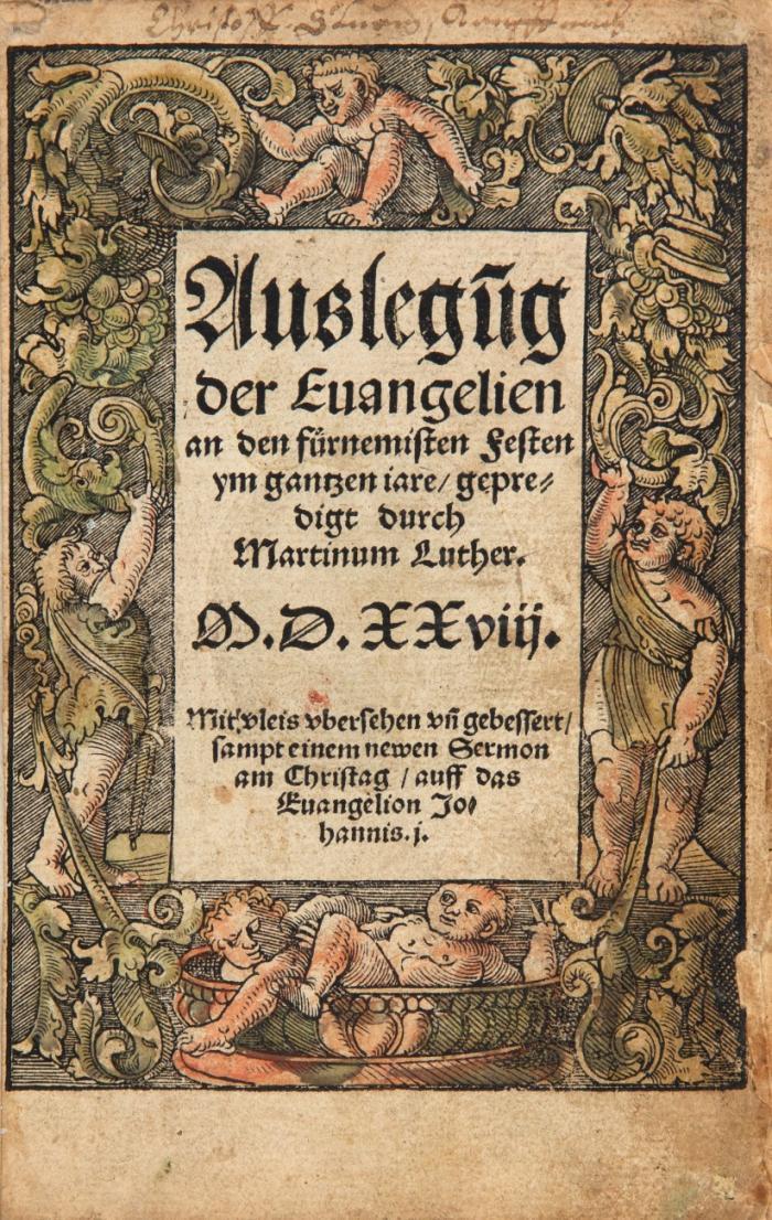 Auslegug der Euangelien an den f#[ue]rnemisten Festen ym gantzen iare, ... Mit vleis vbersehen vñ gebessert, sampt einem newen Sermon am Christag, auff das Euangelion Johannis.j [Hrsg.v.(Stephan Rodt ... )].