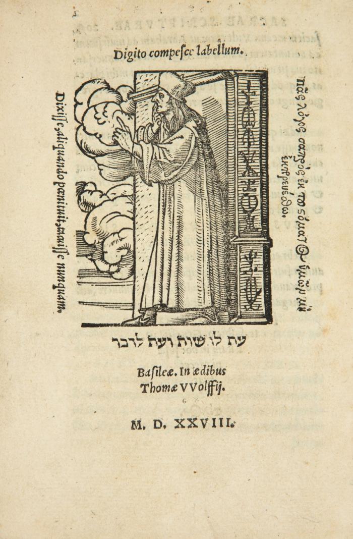 Tropi insigniores veteris atque novi testamenti... Indicem troporum in ordinem Alphabeticum redactum, reperies lector in frontispicio libelli.
