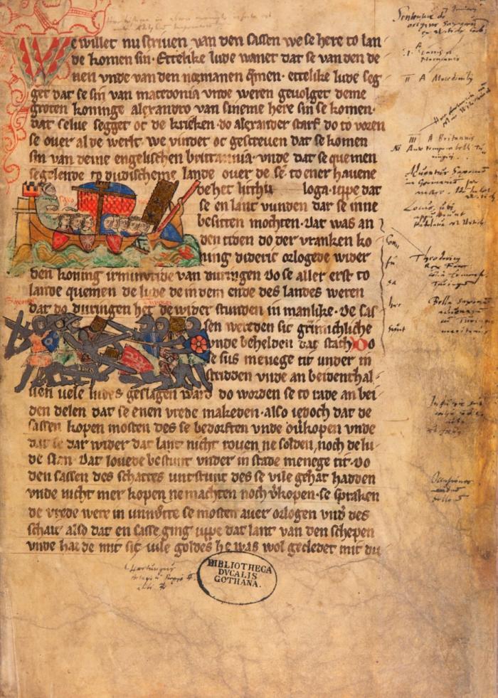 Das Buch der Welt. Die Sächsische Weltchronik. Ms. Memb. I 90. Faksimileband der Forschungs- und Landesbibliothek Gotha. Faksimile, Kommentar und broschiertes Begleitheft in 3 Bänden.