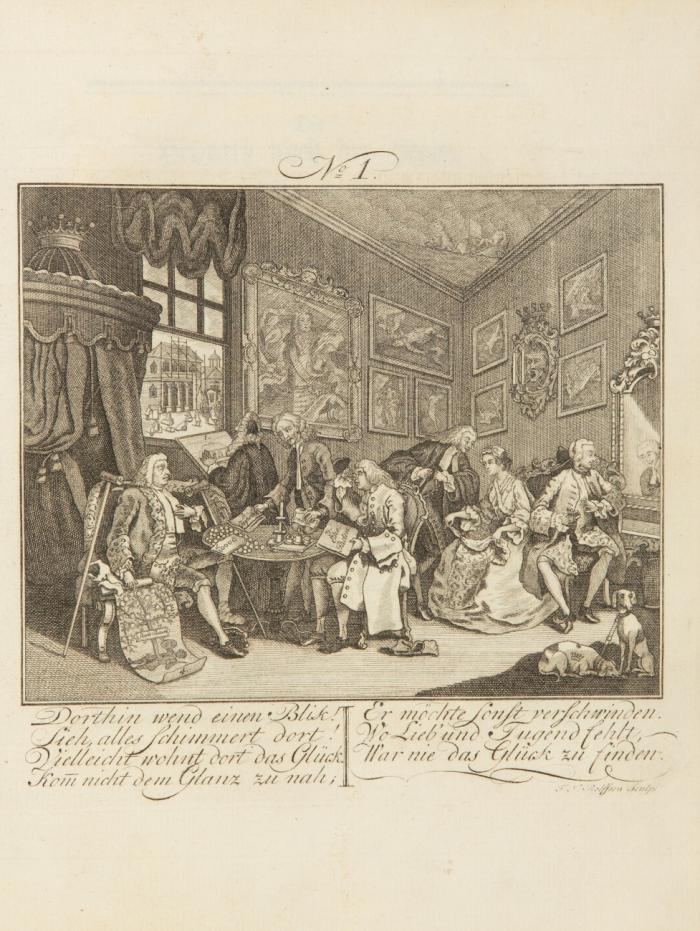 Die Werke in Kupferstichen Moralisch und Satyrisch erläutert. 3 Abt. in 1 Bd.