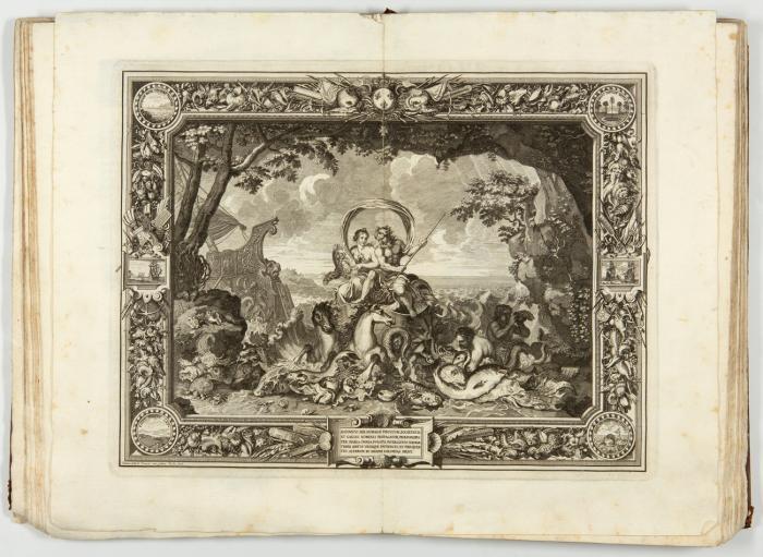 Tapisseries du Roy, ... les quatre elemens et les quatre saisons. Königliche Französische Tapezereyen, oder überaus schöne Sinn-Bilder. Aus den Original-Kupfern nachgezeichnet und den Kunstliebenden zu Nutzen und Ergötzen an den Tag gegeben.