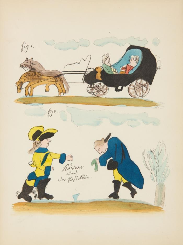 Avanturen des neuen Telemachs oder Leben und Exsertionen Koerners des decenten, consequenten, piquanten etc. von Hogarth (Friedrich von Schiller) in schönen illuminierten Kupfern abgefaßt und mit befriedigenden Erklärungen versehen von Winkelmann (L. F. Huber). Rom 1786.