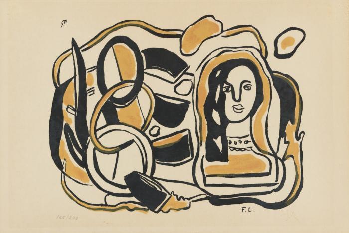TÊTE DE FEMME AVEC COMPOSITION