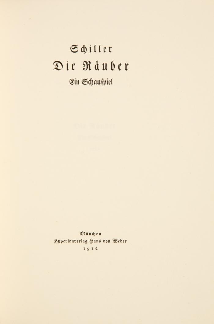 Die Räuber. Ein Schauspiel.