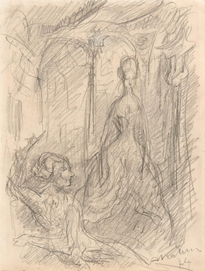 OHNE TITEL (JUNGER MANN UND JUNGE FRAU IN ROKOKOKLEIDUNG IN PALASTARCHITEKTUR)